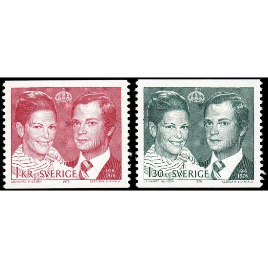 Suecia Sweden 925/26 1976 Matrimonio Real entre el Rey Carlos Gustavo XVI y Silvia Sommerlath MNH Suecia Sweden 925/26 1976 Matrimonio Real entre el Rey Carlos Gustavo XVI y Silvia Sommerlath MNH