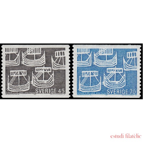 Suecia Sweden 611/12 1969 Nórdico 1969 Barcos vikingos MNH