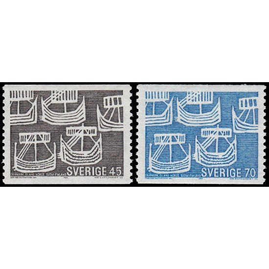 Suecia Sweden 611/12 1969 Nórdico 1969 Barcos vikingos MNH Suecia Sweden 611/12 1969 Nórdico 1969 Barcos vikingos MNH