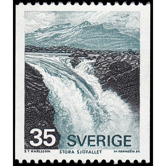 Suecia Sweden 827 1974 Cascada en el Parque Nacional Stora Sjöfallet MNH Suecia Sweden 827 1974 Cascada en el Parque Nacional Stora Sjöfallet MNH