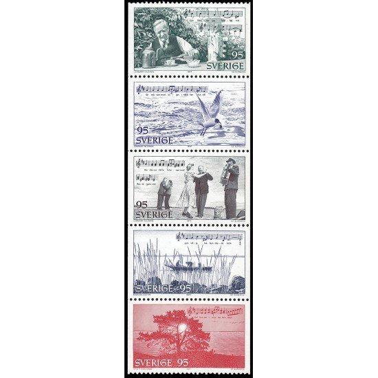 Suecia Sweden 965/69 1977 Homenage al poeta sueco Evert Taube MNH Suecia Sweden 965/69 1977 Homenage al poeta sueco Evert Taube MNH