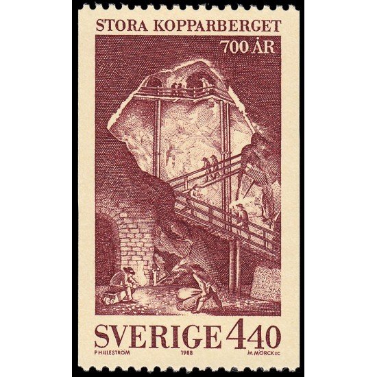 Suecia Sweden 1475 1988 700 aniv. Mina de cobre Falun (Per Hillstrom) MNH Suecia Sweden 1475 1988 700 aniv. Mina de cobre Falun (Per Hillstrom) MNH