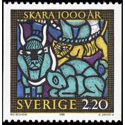 Suecia Sweden 1476 1988 Mil años de la Catedral de Skara Vidriera “Creación” Bo Beskow MNH