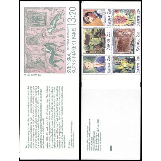 Suecia Sweden C1481 1988 Pintores suecos Carnet MNH Suecia Sweden C1481 1988 Pintores suecos Carnet MNH