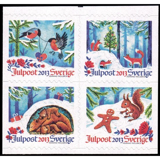 Suecia Sweden 2937/40 2013 Navidad Animales del bosque Autoadhesivoss Suecia Sweden 2937/40 2013 Navidad Animales del bosque Autoadhesivoss