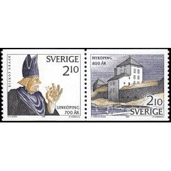 Suecia Sweden 1413a 1987 Aniv de la fundación de las ciudades suecas Linköping y Nyköping MNH