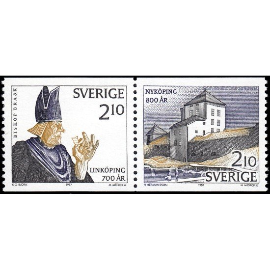 Suecia Sweden 1413a 1987 Aniv de la fundación de las ciudades suecas Linköping y Nyköping MNH Suecia Sweden 1413a 1987 Aniv de la fundación de las ciudades suecas Linköping y Nyköping MNH