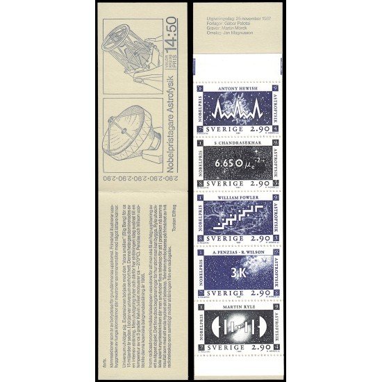 Suecia Sweden C1439 1987 Galardonados con el premio Nobel en astrofísica Carnet MNH Suecia Sweden C1439 1987 Galardonados con el premio Nobel en astrofísica Carnet MNH
