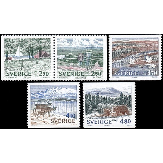 Suecia Sweden 1566a/70 1990 Parques nacionales MNH Suecia Sweden 1566a/70 1990 Parques nacionales MNH