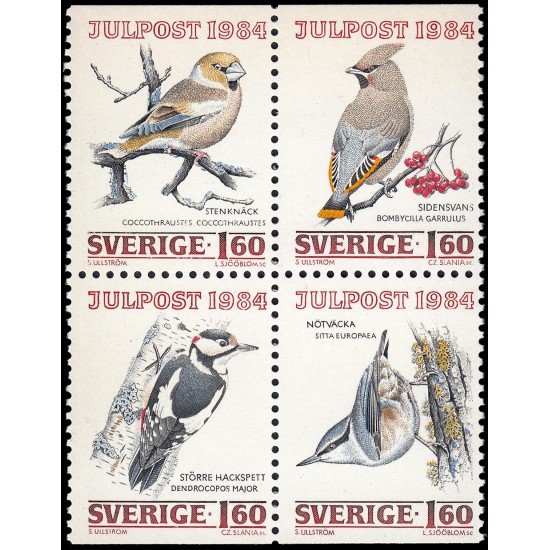 Suecia Sweden 1289/92 1984 Navidad Aves de invierno MNH Suecia Sweden 1289/92 1984 Navidad Aves de invierno MNH