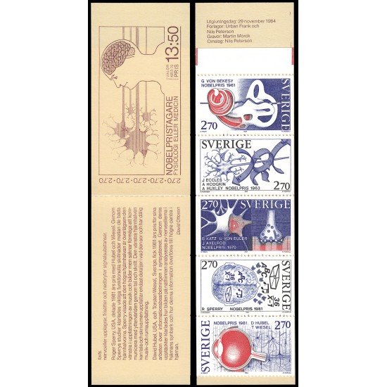 Suecia Sweden C1293 1984 Galardonados con el premio Nobel de fisiología y medicina Carnet MNH Suecia Sweden C1293 1984 Galardonados con el premio Nobel de fisiología y medicina Carnet MNH