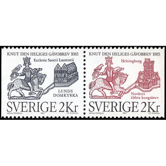 Suecia Sweden 1322 1985 900 aniv. de la escritura de donación de San Canuto a Lund MNH Suecia Sweden 1322 1985 900 aniv. de la escritura de donación de San Canuto a Lund MNH