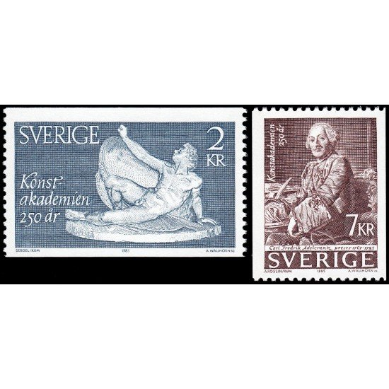 Suecia Sweden 1329/30 1985 250 aniv. de la Real Academia de Bellas Artes MNH Suecia Sweden 1329/30 1985 250 aniv. de la Real Academia de Bellas Artes MNH