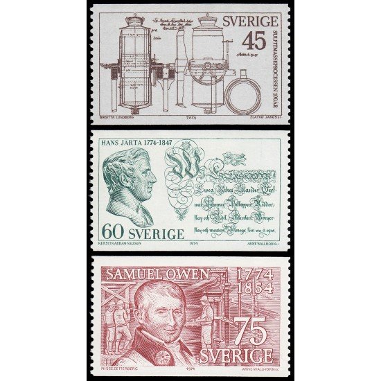 Suecia Sweden 820/22 1974 Aniversarios suecos MNH Suecia Sweden 820/22 1974 Aniversarios suecos MNH
