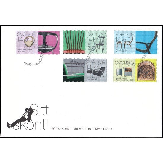 Suecia Sweden SPD FDC 2981/85 2014 Artesania Diseño sueco Sillas Sobre primer día Suecia Sweden SPD FDC 2981/85 2014 Artesania Diseño sueco Sillas Sobre primer día