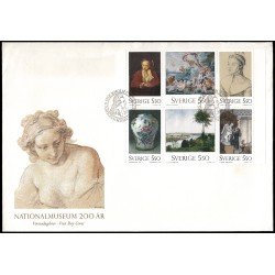 Suecia Sweden SPD FDC 1712/17 1992 Bicentenario del Museo Nacional Obras de arte Sobre primer día Suecia Sweden SPD FDC 1712/17 1992 Bicentenario del Museo Nacional Obras de arte Sobre primer día
