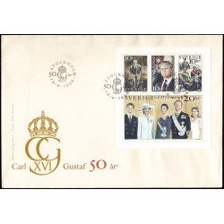 Suecia Sweden SPD FDC 1915/18 1996 50 aniv. del Rey Carlos Gustavo XVI Sobre primer día Suecia Sweden SPD FDC 1915/18 1996 50 aniv. del Rey Carlos Gustavo XVI Sobre primer día