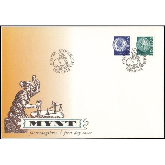 Suecia Sweden SPD FDC 2075/76 1999 Monedas Sobre primer día Suecia Sweden SPD FDC 2075/76 1999 Monedas Sobre primer día