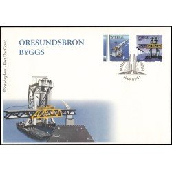 Suecia Sweden SPD FDC 2094/95 1999 Construcción del puente sobre el Oresund entre Suecia y Dinamarca Sobre primer día Suecia Sweden SPD FDC 2094/95 1999 Construcción del puente sobre el Oresund entre Suecia y Dinamarca Sobre primer día