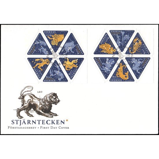 Suecia Sweden SPD FDC 2111/22 1999 Signos del zodíaco Sobre primer día Suecia Sweden SPD FDC 2111/22 1999 Signos del zodíaco Sobre primer día