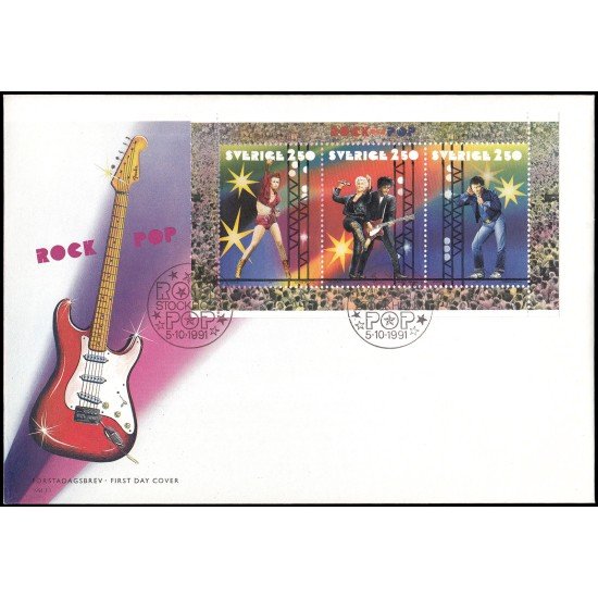 Suecia Sweden SPD FDC HB20 1991 Música Rock y Pop Sobre primer día Suecia Sweden SPD FDC HB20 1991 Música Rock y Pop Sobre primer día