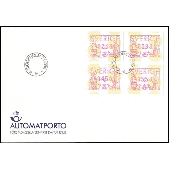 Suecia Sweden SPD FDC D1 1992 Sello de Distribuidores Sobre primer día Suecia Sweden SPD FDC D1 1992 Sello de Distribuidores Sobre primer día