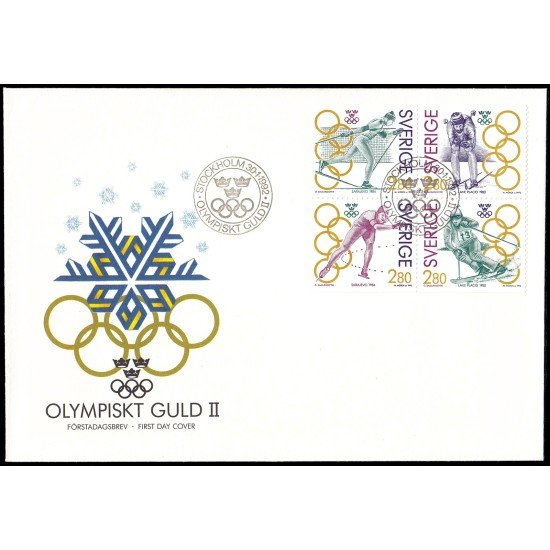 Suecia Sweden SPD FDC 1682/85 1992 Campeones suecos con medalla de oro en los Juegos olímpicos Sobre primer día Suecia Sweden SPD FDC 1682/85 1992 Campeones suecos con medalla de oro en los Juegos olímpicos Sobre primer día