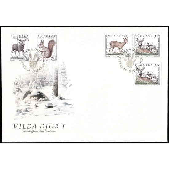 Suecia Sweden SPD FDC 1686/86A 1992 Fauna Animales salvajes de Suecia Sobre primer día Suecia Sweden SPD FDC 1686/86A 1992 Fauna Animales salvajes de Suecia Sobre primer día
