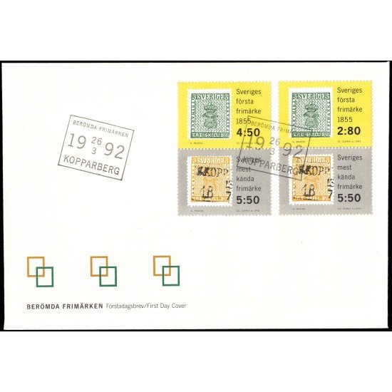 Suecia Sweden SPD FDC 1694/96 1992 Año del sello postal Sellos famosos Sobre primer día Suecia Sweden SPD FDC 1694/96 1992 Año del sello postal Sellos famosos Sobre primer día