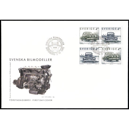Suecia Sweden SPD FDC 1728/29 1992 Automóviles suecos Sobre primer día Suecia Sweden SPD FDC 1728/29 1992 Automóviles suecos Sobre primer día