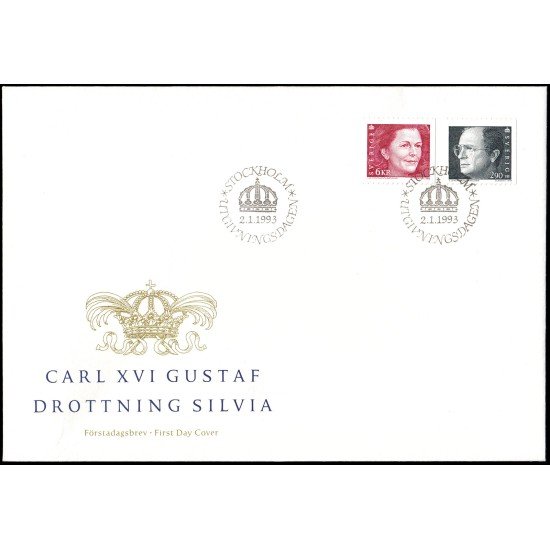 Suecia Sweden SPD FDC 1736/37 1993 Rey Carlos Gustavo XVI y Reina Silvia Sobre primer día Suecia Sweden SPD FDC 1736/37 1993 Rey Carlos Gustavo XVI y Reina Silvia Sobre primer día