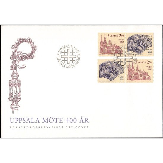 Suecia Sweden SPD FDC 1752/53 1993 400 aniv. del sínodo de Upsala Sobre primer día Suecia Sweden SPD FDC 1752/53 1993 400 aniv. del sínodo de Upsala Sobre primer día