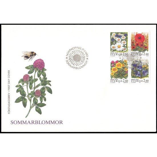 Suecia Sweden SPD FDC 1763/66 1993 Tarifa reducida Flores campestres Sobre primer día Suecia Sweden SPD FDC 1763/66 1993 Tarifa reducida Flores campestres Sobre primer día