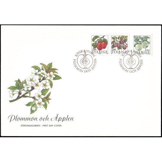 Suecia Sweden SPD FDC 1790/92 1994 Frutas Sobre primer día Suecia Sweden SPD FDC 1790/92 1994 Frutas Sobre primer día