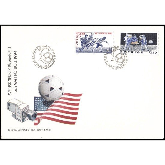 Suecia Sweden SPD FDC 1805/06 1994 Copa del mundo de fúlbol en E.E.U.U., 25 aniv. del primer hombre en la luna Sobre primer día Suecia Sweden SPD FDC 1805/06 1994 Copa del mundo de fúlbol en E.E.U.U., 25 aniv. del primer hombre en la luna Sobre primer día
