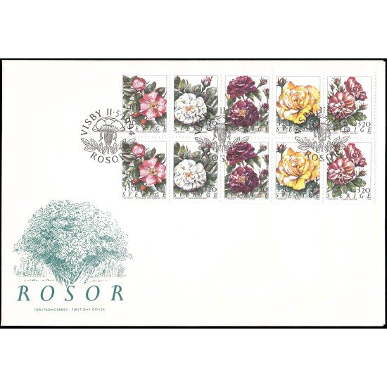 Suecia Sweden SPD FDC 1807/11 1994 Flores Rosas Sobre primer día Suecia Sweden SPD FDC 1807/11 1994 Flores Rosas Sobre primer día