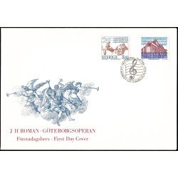 Suecia Sweden SPD FDC 1825/26 1994 300 aniv. nacimiento del músico Johan Helmich Roman, Inauguración de la Ópera de Goteborg Sobre primer día Suecia Sweden SPD FDC 1825/26 1994 300 aniv. nacimiento del músico Johan Helmich Roman, Inauguración de la Ópera de Goteborg Sobre primer día