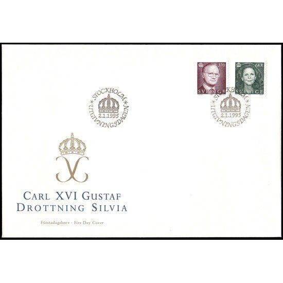Suecia Sweden SPD FDC 1847/48 1995 Rey Carlos Gustavo XVI y Reina Silvia Sobre primer día Suecia Sweden SPD FDC 1847/48 1995 Rey Carlos Gustavo XVI y Reina Silvia Sobre primer día