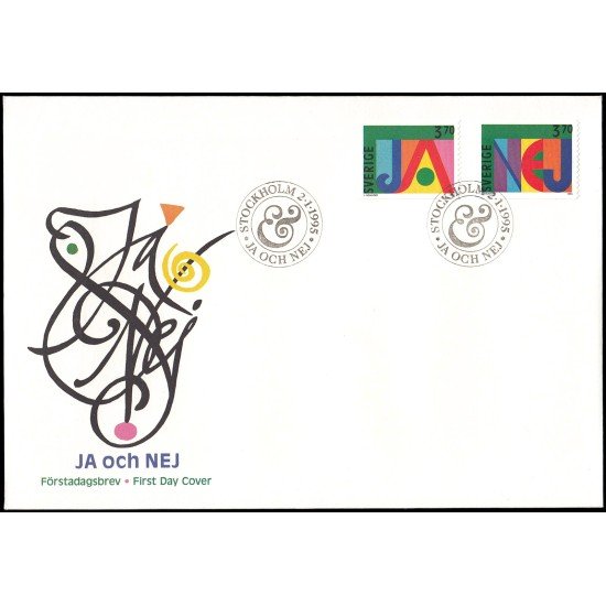 Suecia Sweden SPD FDC 1849/50 1995 Referéndum para la adhesión al Consejo de Europa Sobre primer día Suecia Sweden SPD FDC 1849/50 1995 Referéndum para la adhesión al Consejo de Europa Sobre primer día