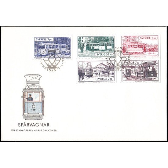 Suecia Sweden SPD FDC 1871/75 1995 Tranvías suecos de ayer y de hoy Sobre primer día Suecia Sweden SPD FDC 1871/75 1995 Tranvías suecos de ayer y de hoy Sobre primer día