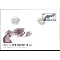 Suecia Sweden SPD FDC 1881 1995 50 aniv. de la creación de la ONU obra del escultor sueco Karl Fredick Reutersward Sobre primer día Suecia Sweden SPD FDC 1881 1995 50 aniv. de la creación de la ONU obra del escultor sueco Karl Fredick Reutersward Sobre primer día