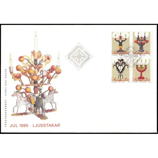 Suecia Sweden SPD FDC 1895/98 1995 Navidad Candelabros Sobre primer día Suecia Sweden SPD FDC 1895/98 1995 Navidad Candelabros Sobre primer día