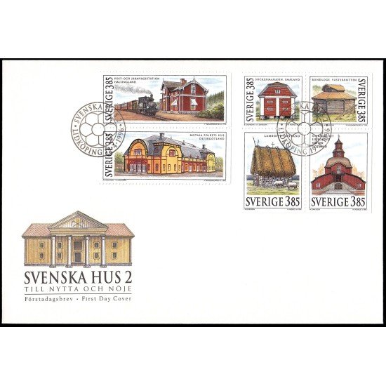 Suecia Sweden SPD FDC 1919/24 1996 Casas suecas Edificios públicos Sobre primer día