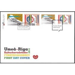 Suecia Sweden SPD FDC 2955/56 2014 Umeĺ-Riga Capitales de la cultura 2014 Sobre primer día Suecia Sweden SPD FDC 2955/56 2014 Umeĺ-Riga Capitales de la cultura 2014 Sobre primer día