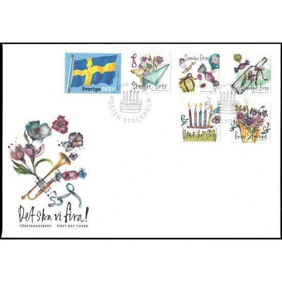Suecia Sweden SPD FDC 2968/73 2014 Festividades de verano, Bandera nacional Sobre primer día Suecia Sweden SPD FDC 2968/73 2014 Festividades de verano, Bandera nacional Sobre primer día