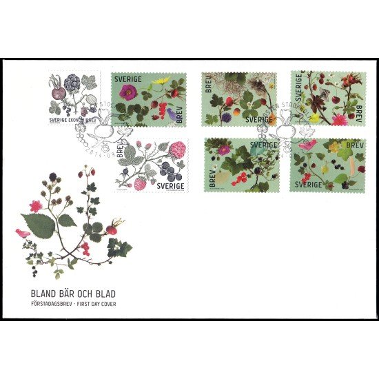 Suecia Sweden SPD FDC 2986/92 2014 Flora Flores y bayas Sobre primer día Suecia Sweden SPD FDC 2986/92 2014 Flora Flores y bayas Sobre primer día
