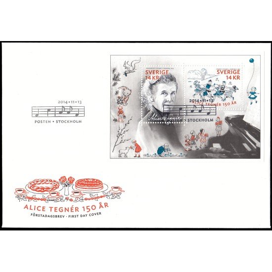 Suecia Sweden SPD FDC F2999 2014 Personalidades 150 aniv. nacimiento de Alice Tegner, poeta y compositora sueca Sobre primer día Suecia Sweden SPD FDC F2999 2014 Personalidades 150 aniv. nacimiento de Alice Tegner, poeta y compositora sueca Sobre primer día