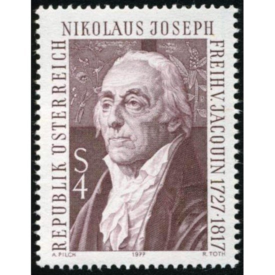 FL3/S Österreich Austria Nº 1369 1977 250º Aniv. del botánico Nikolaus Joseph von Jacquin Lujo FL3/S Österreich Austria Nº 1369 1977 250º Aniv. del botánico Nikolaus Joseph von Jacquin Lujo