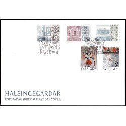 Suecia Sweden SPD FDC 3034/38 2015 Casas de campo decoradas Halsingland Sobre primer día Suecia Sweden SPD FDC 3034/38 2015 Casas de campo decoradas Halsingland Sobre primer día