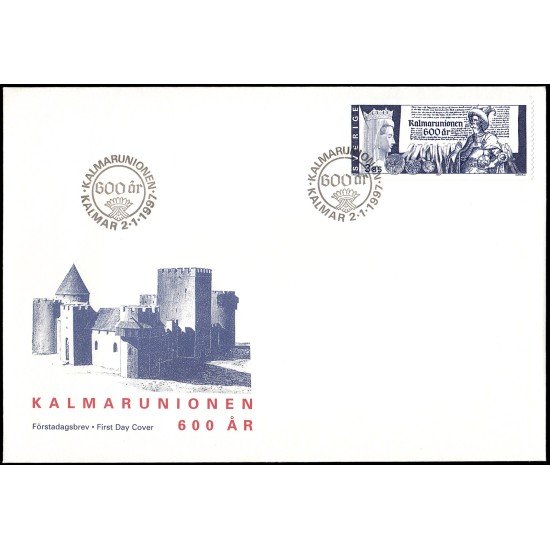 Suecia Sweden SPD FDC 1966 1997 600 aniv. de la Unión de Kalmar Sobre primer día Suecia Sweden SPD FDC 1966 1997 600 aniv. de la Unión de Kalmar Sobre primer día